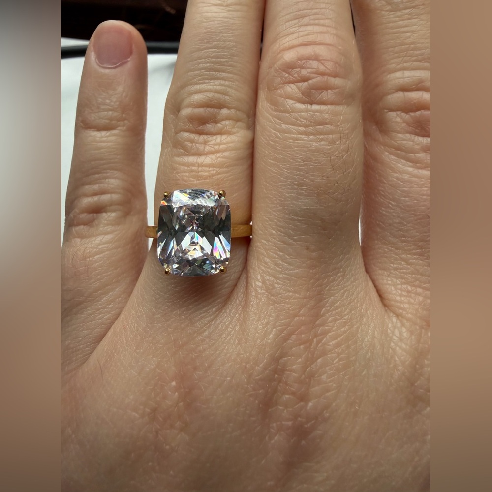 Waterproof tarnish proof engagement promise ring cushion cut